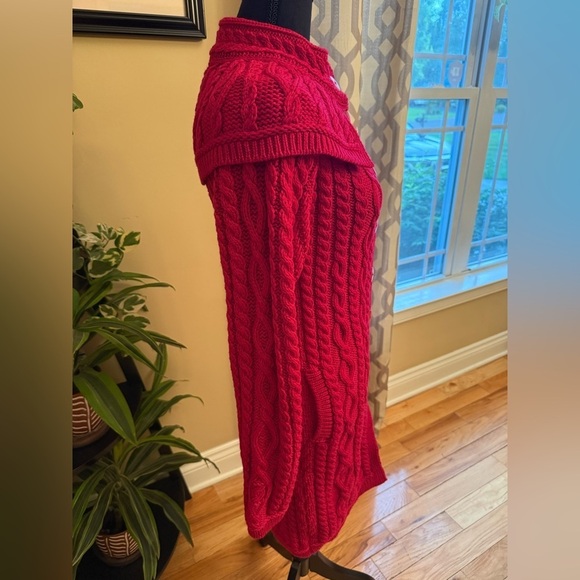 Aran Crafts Ireland Merino Wool Cable Knit Long Cardigan Red Women’s Sz XS NWOT - Picture 3 of 13